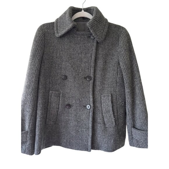 Theory Womens Double-Breasted Wool Blend Peacoat Gray Size M - Picture 1 of 12